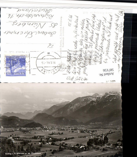 507156,Golling u. St. Nikolaus Totale geg. Dachstein Bergkulisse