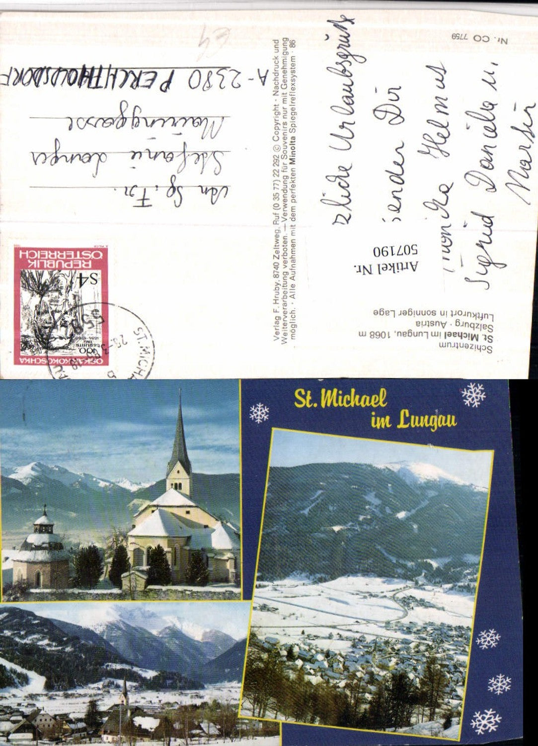 507190, St. Michael im Lungau, Church view, multi-view postcard