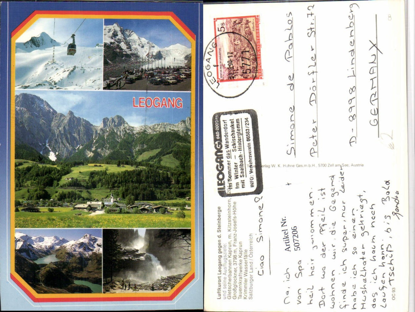 507206,Leogang Totale Seilbahn Wasserfall Mehrbildkarte