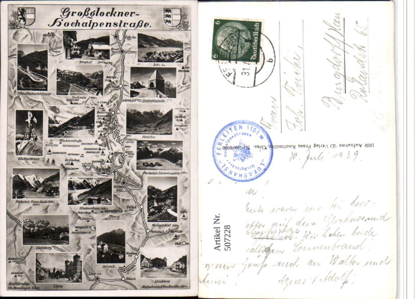 507228,Landkarte AK Großglockner Hochalpenstraße Mehrbildkarte