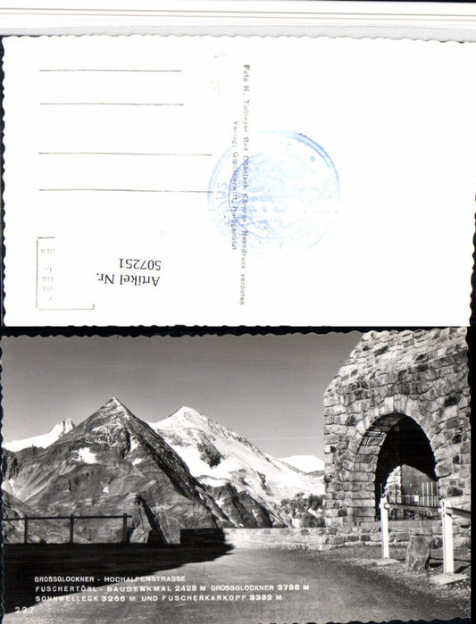 507251,Großglockner Hochalpenstraße Fuschertörl b. Fusch Denkmal Bergkulisse