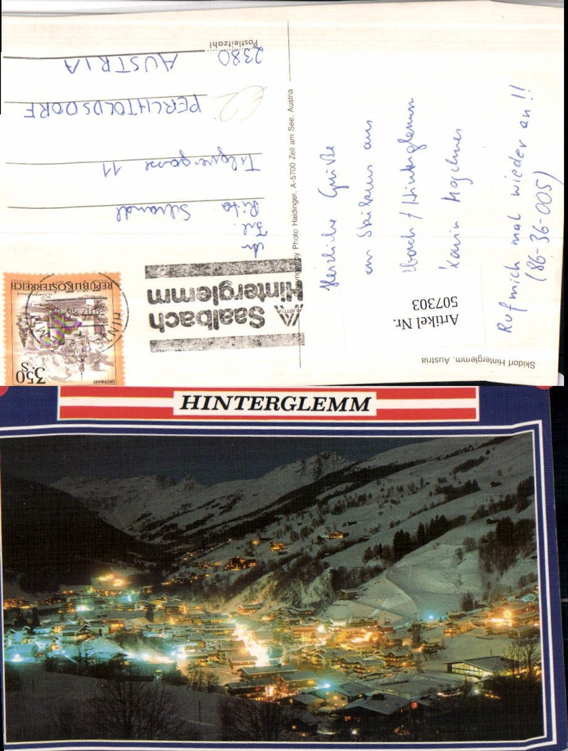 507303,Hinterglemm Totale b. Nacht Bergkulisse Winterbild