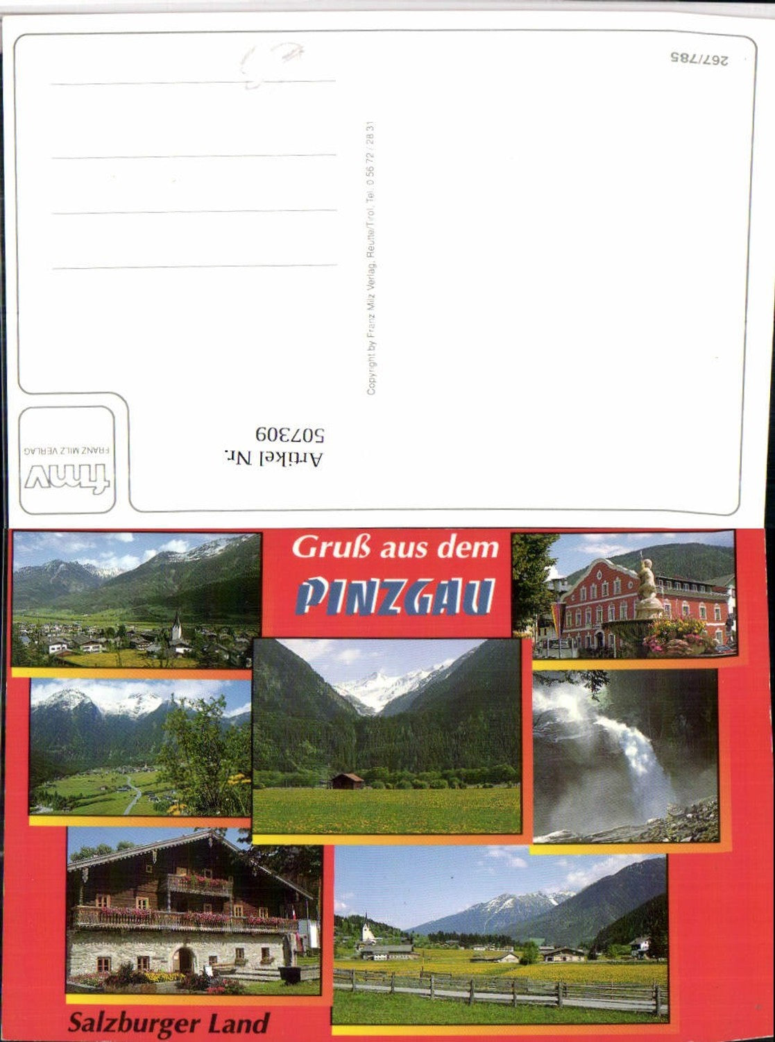 507309,Pinzgau Salzburger Land Wasserfall Brunnen Haus Mehrbildkarte
