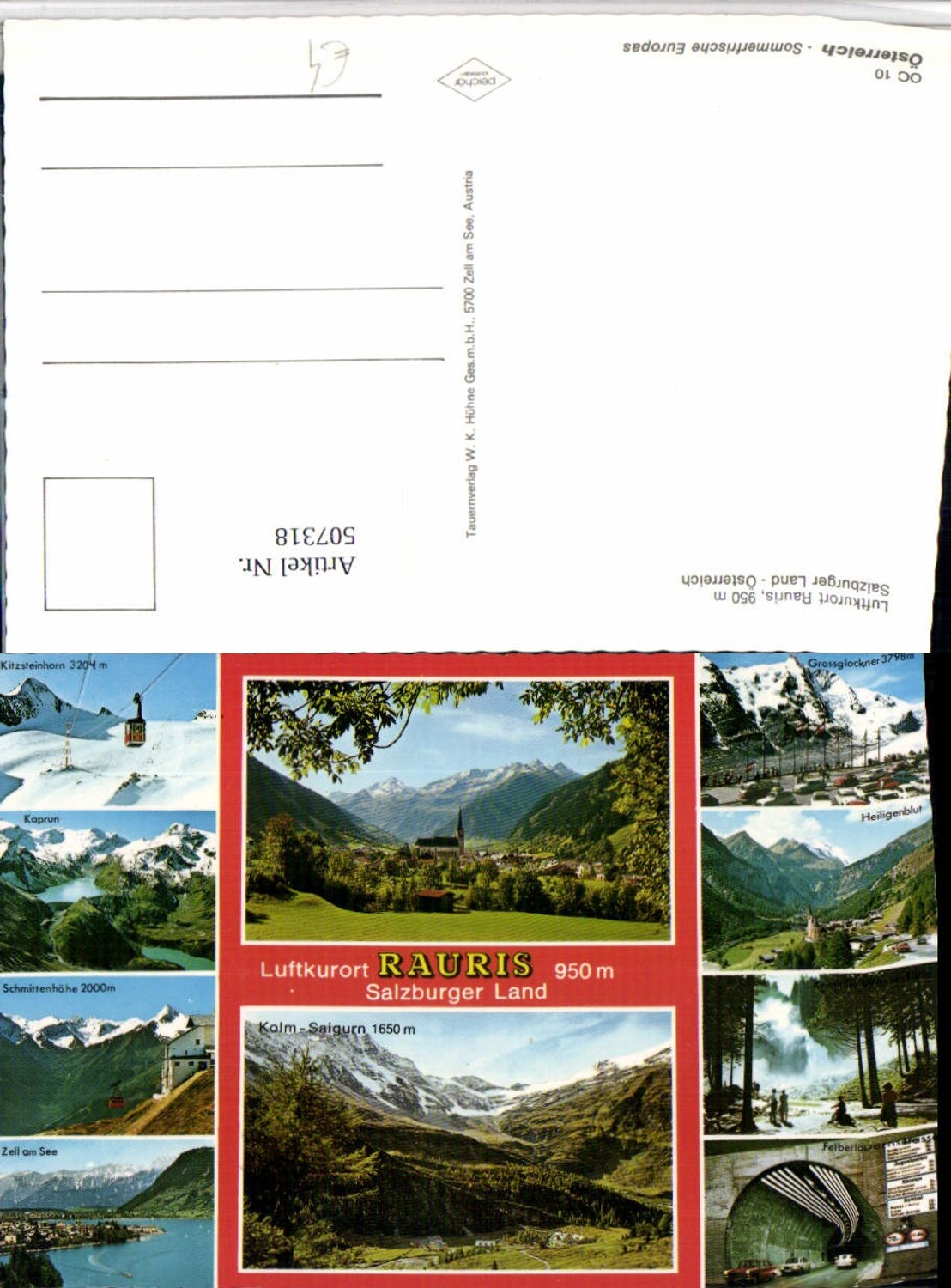 507318,Rauris Totale Seilbahn Zell am See Kaprun Tunnel Mehrbildkarte