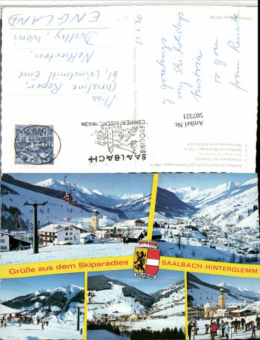 507321,Saalbach Hinterglemm Totale Sessellift Winterbilder Mehrbildkarte