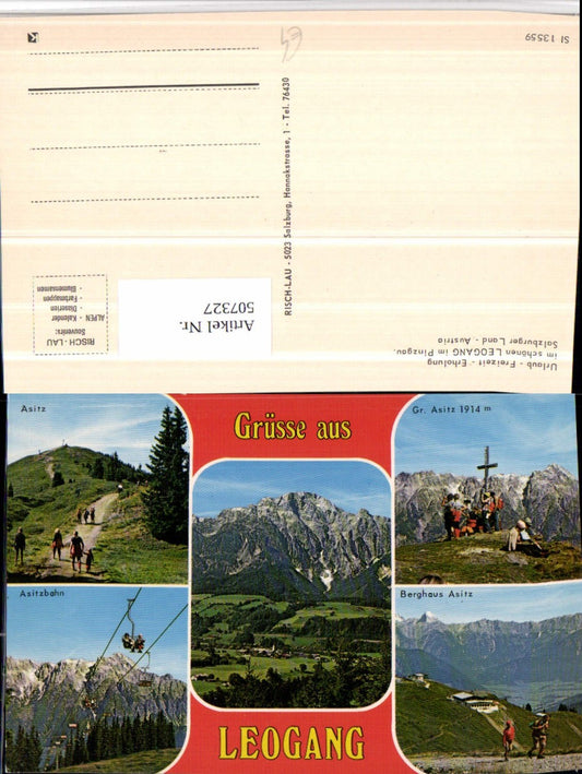 507327,Leogang Totale Berghaus Asitz Sessellift Gipfelkreuz Mehrbildkarte