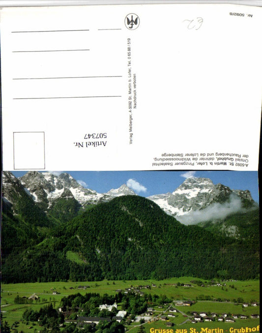 507347,St. Martin bei Lofer Totale m. Grubhof Bergkulisse