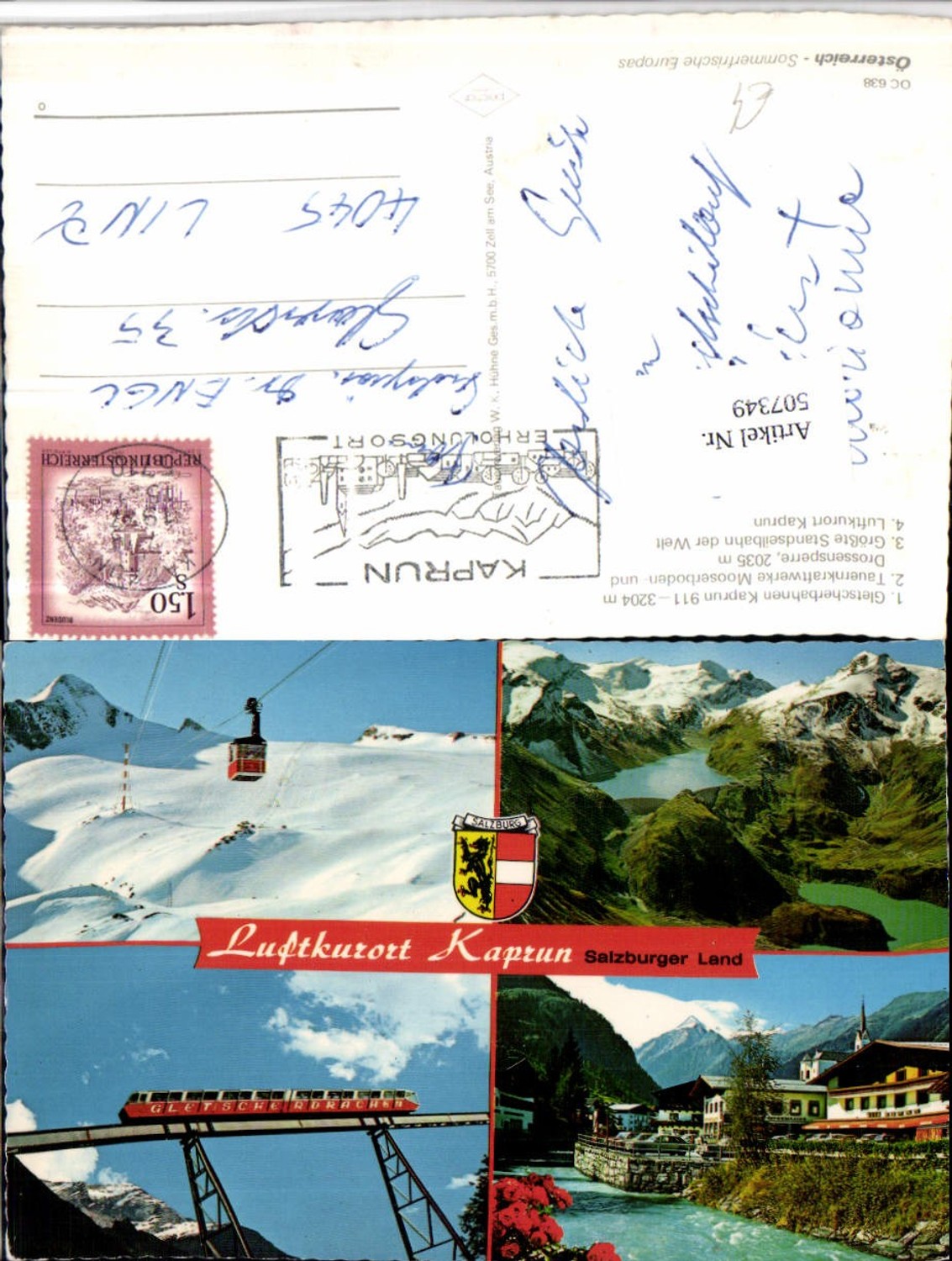 507349,Kaprun Teilansicht Gletscherbahn Seilbahn Talsperren Mehrbildkarte