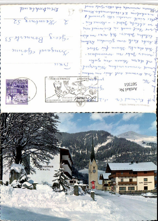 507351,Krimml Teilansicht Straßenansicht Kirche Konditorei Winterbild