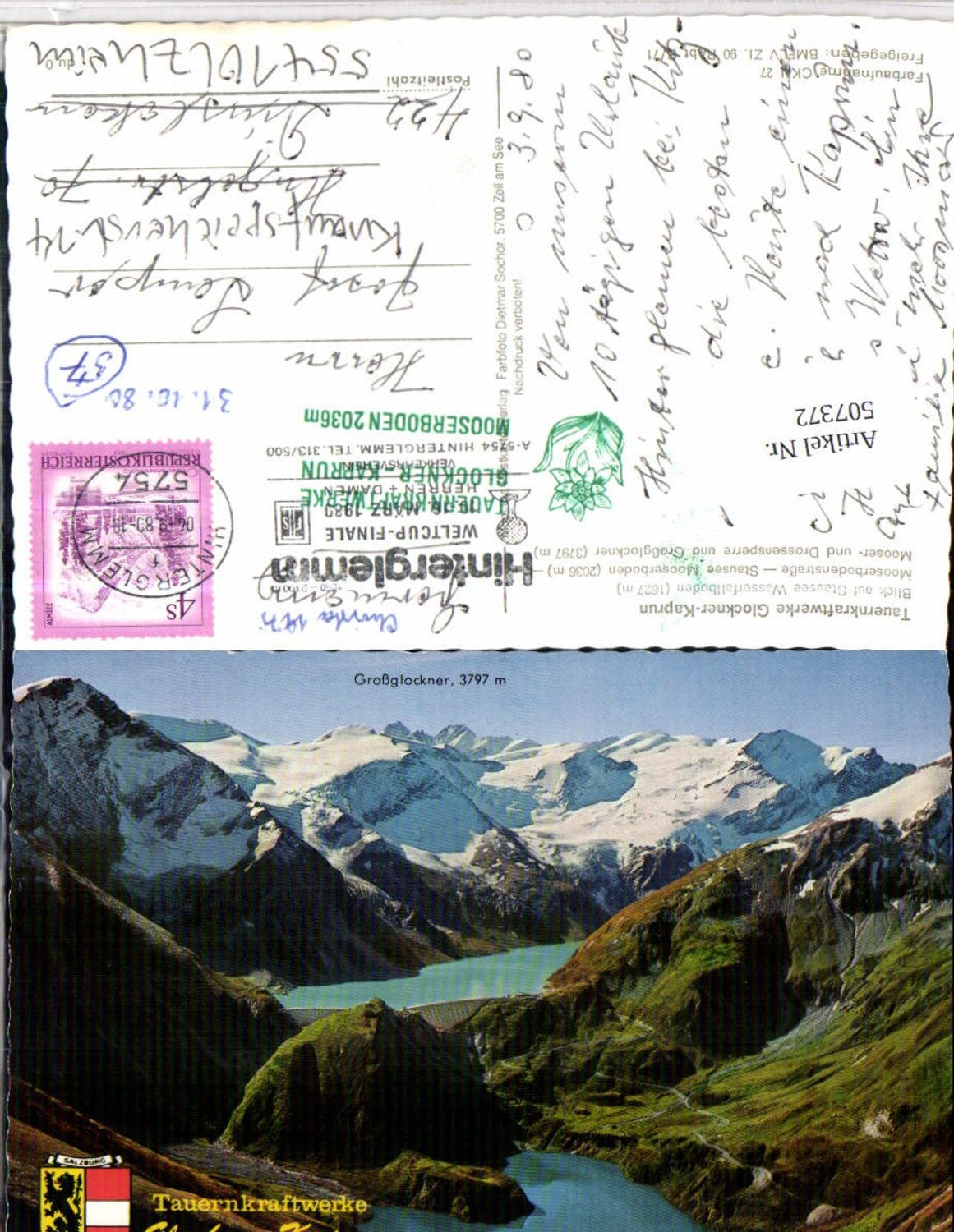 507372,Kaprun Tauernkraftwerk Stausee m. Großglockner Bergkulisse