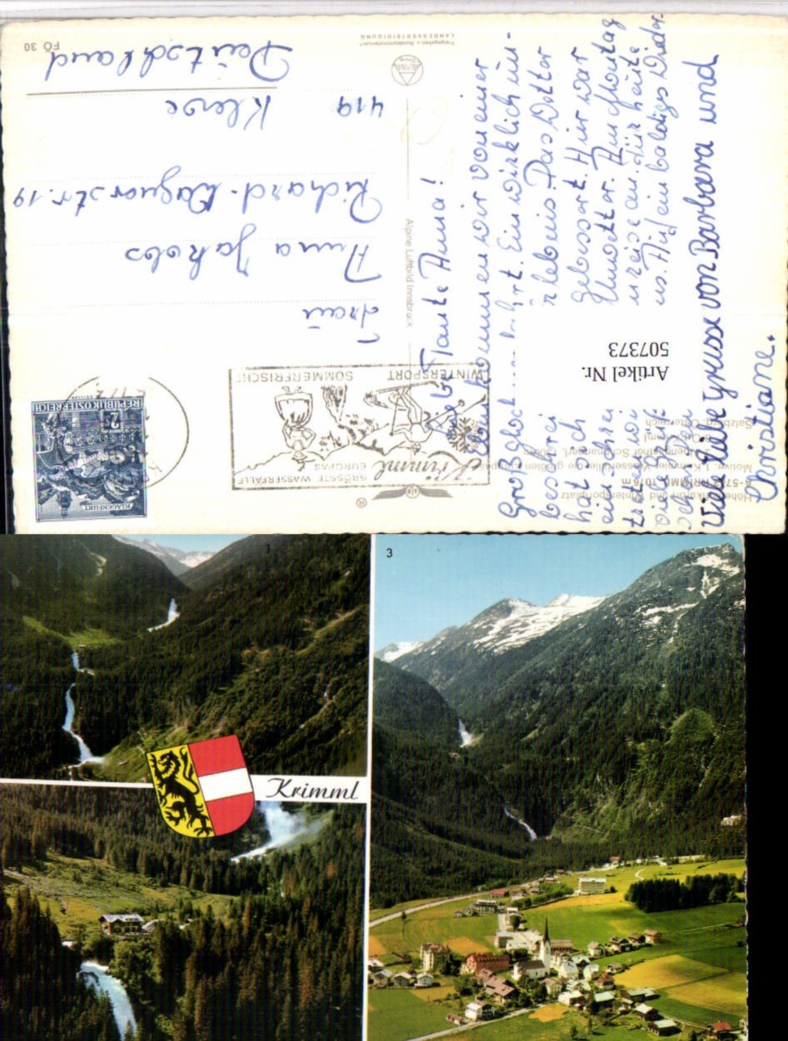 507373,Krimml Totale Wasserfälle Mehrbildkarte pub Alpine Luftbild 30