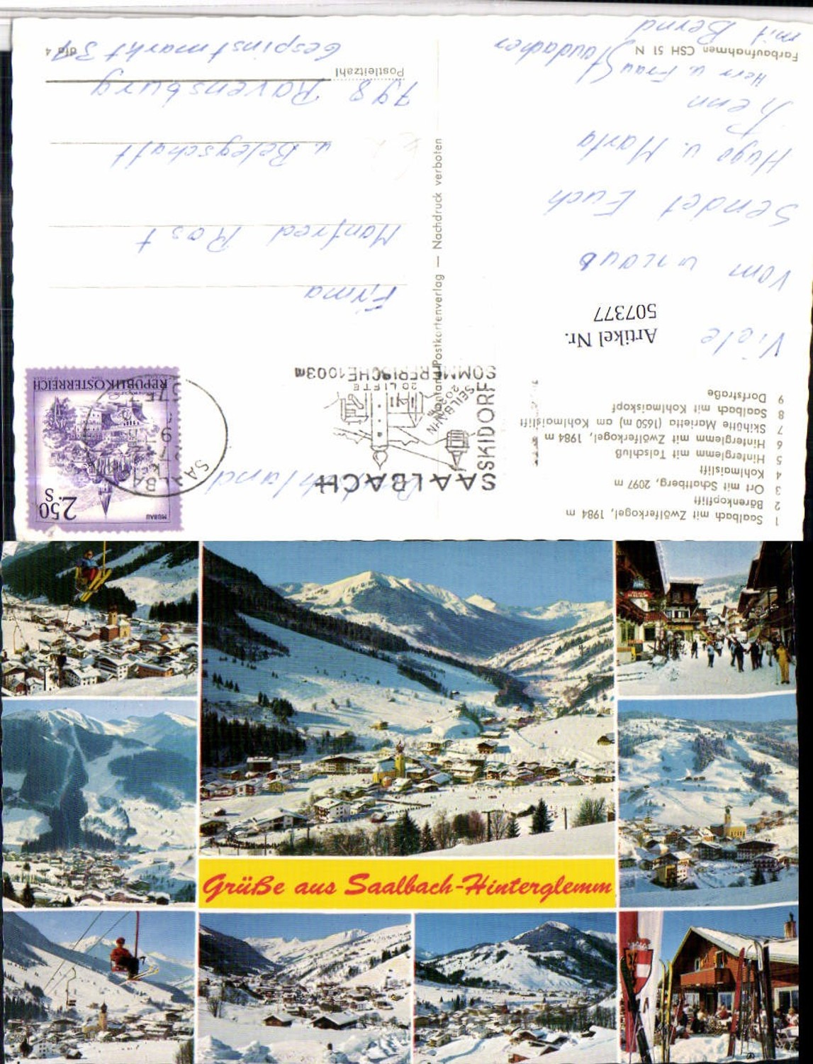 507377,Saalbach Hinterglemm Totale Sessellift Winterbilder Mehrbildkarte