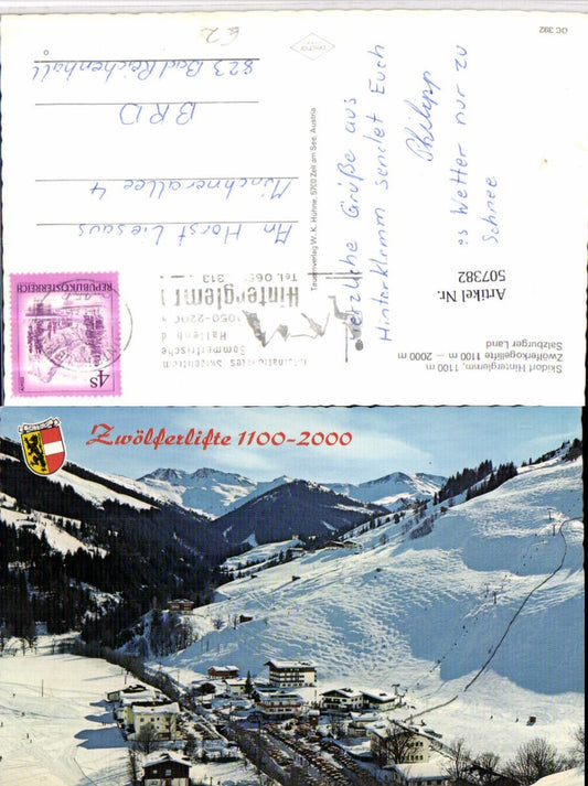 507382,Hinterglemm Zwölferlift Skilift Bergkulisse Winterbild