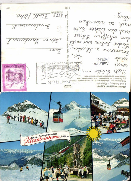 507386,Kaprun Gletscherbahn Seilbahn Skifahrer Mehrbildkarte