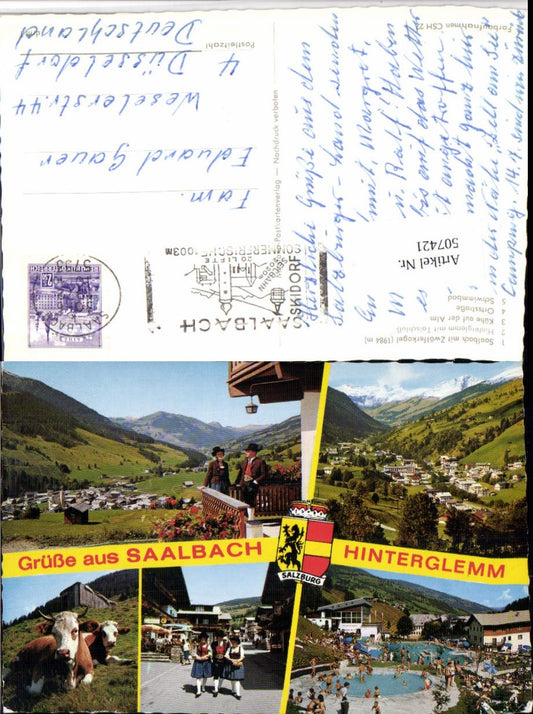 507421,Saalbach Hinterglemm Totale Freibad Tracht Rinder Mehrbildkarte