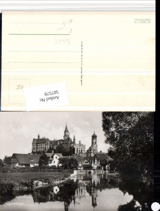 507579, Photo AK Sigmaringen partial view with castle pub Trinks &amp; Co 17