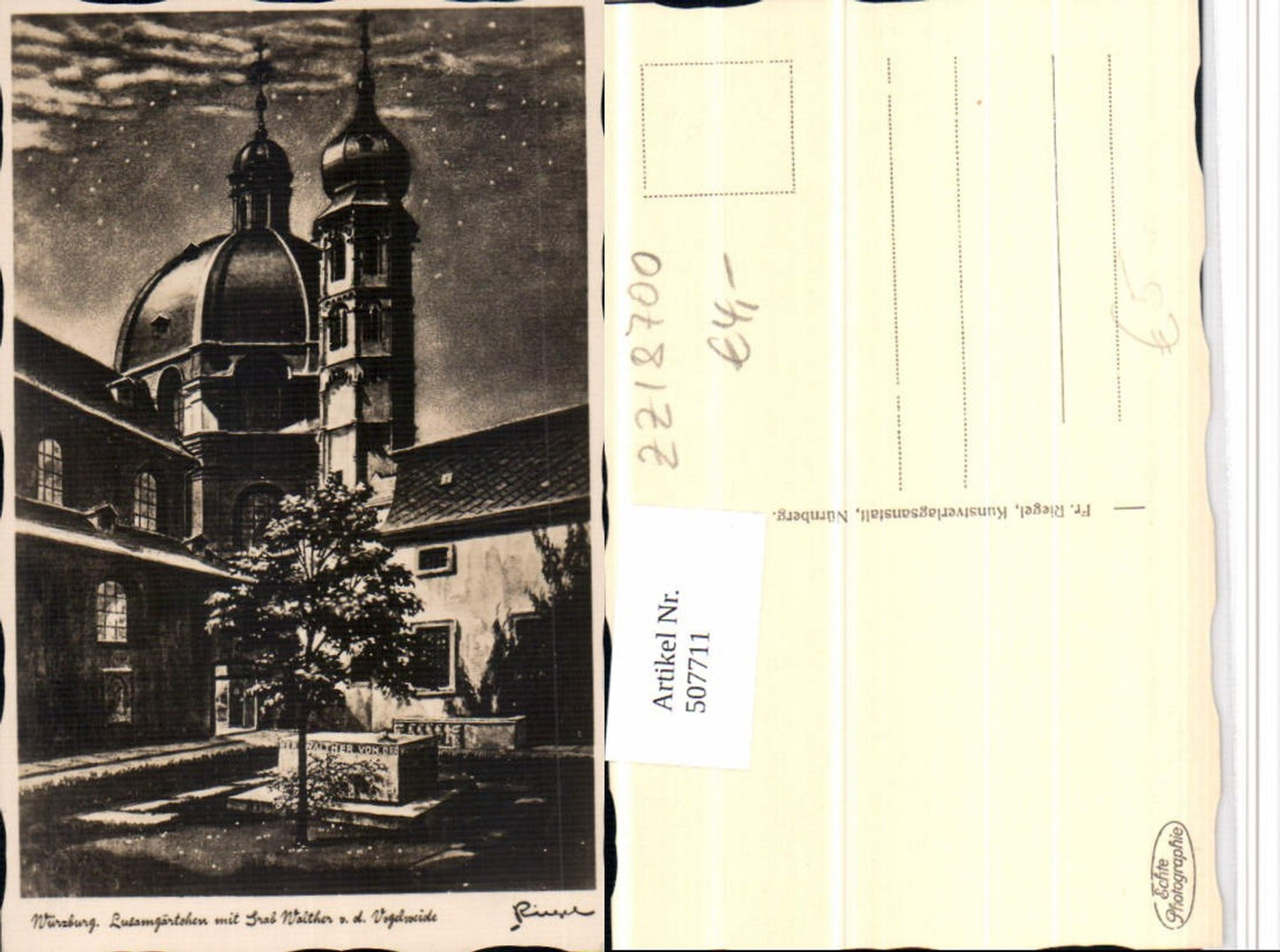 507711,Würzburg Lusamgärtchen m. Grab Walther von d. Vogelweide