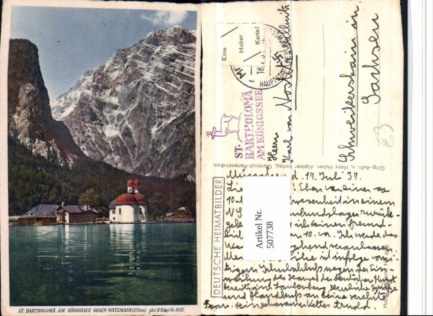 507738, St. Bartholomä am Königssee near Schönau with Watzmann mountain scenery