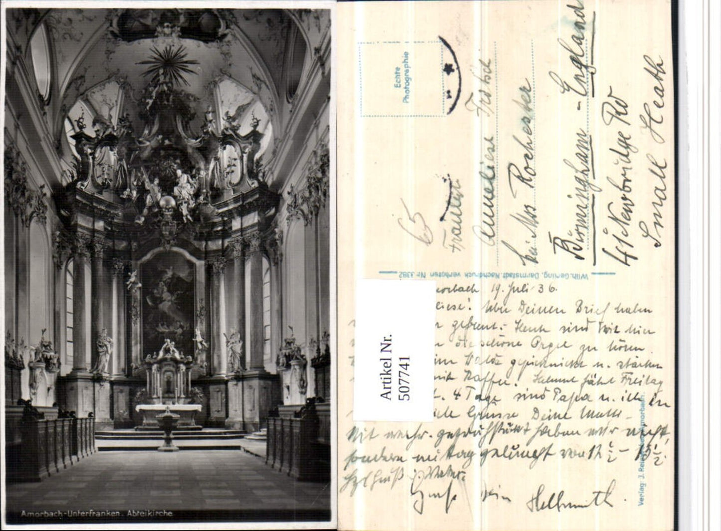 507741,Amorbach Abteikirche Kirche Innenansicht