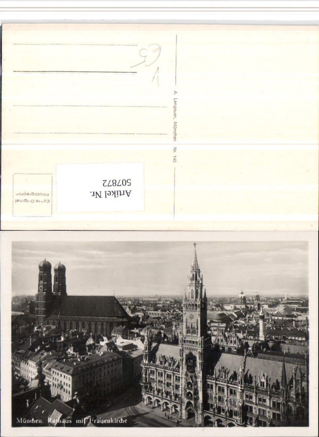 507872,München Teilansicht Rathaus u. Frauenkirche Kirche pub A. Lengauer 140
