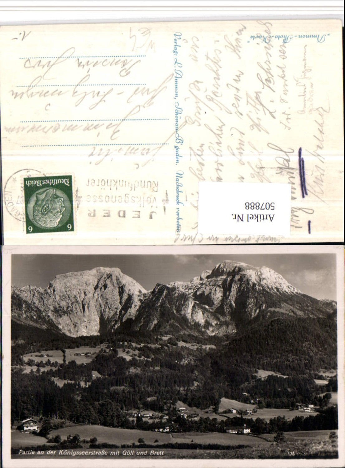 507888,Partie an d. Königsseerstraße b. Schönau m. Göll u. Brett Bergkulisse