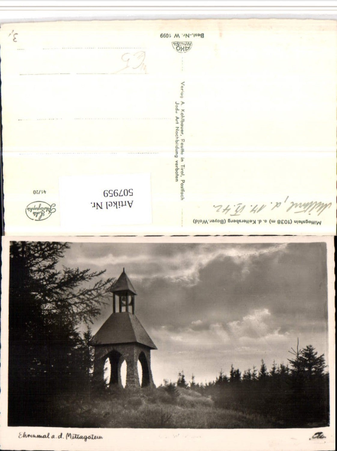 507959,Mittagstein auf d. Keitersberg b. Hohenwarth Ehrenmal