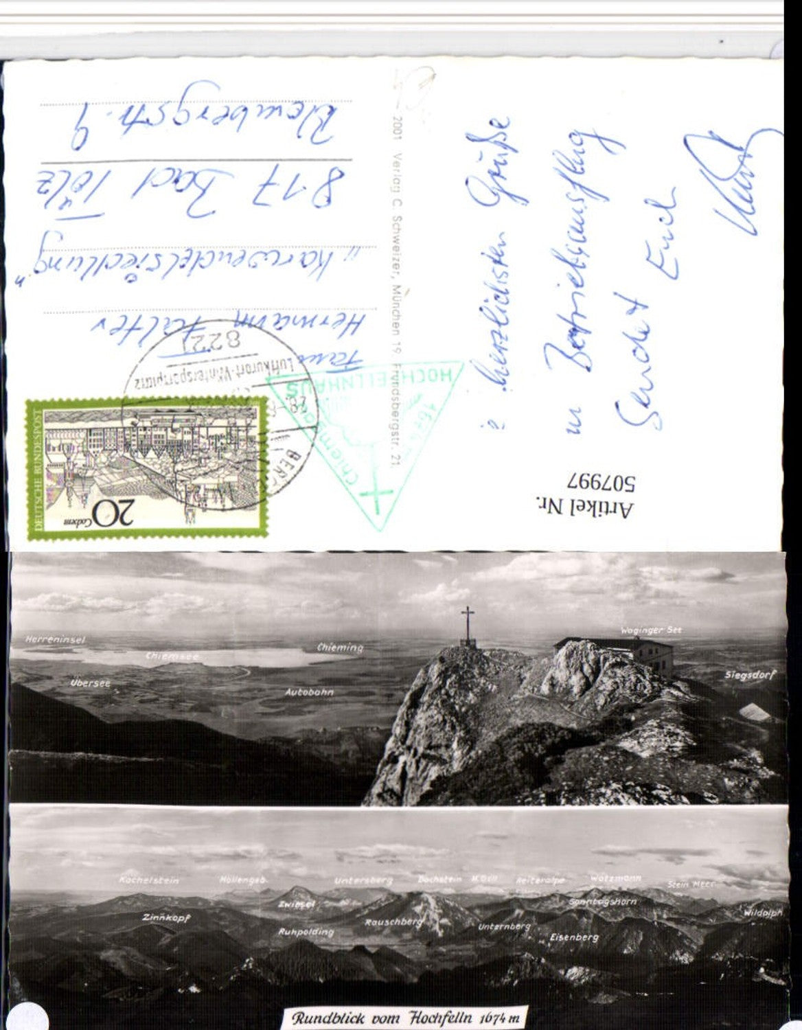 507997,Blick vom Hochfelln b. Ruhpolding Gipfelkreuz Mehrbildkarte