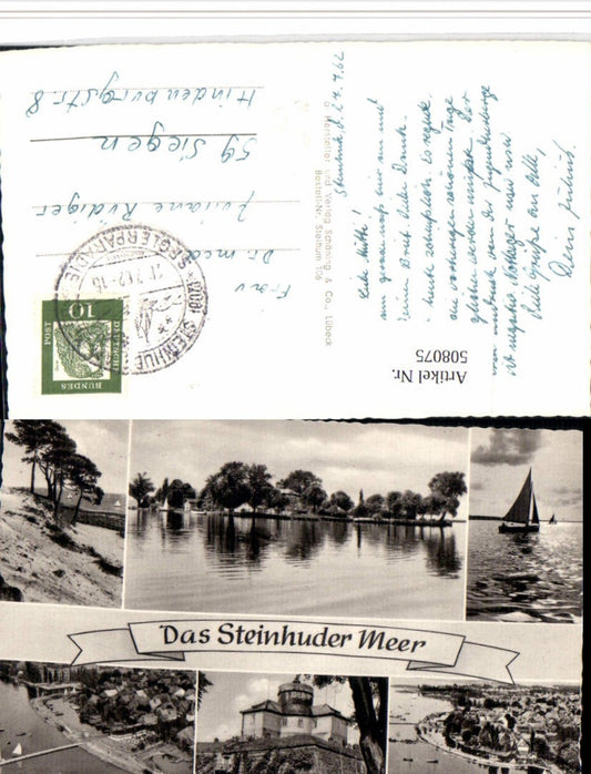 508075,Steinhuder Meer b. Wunstorf Segelboot Mehrbildkarte