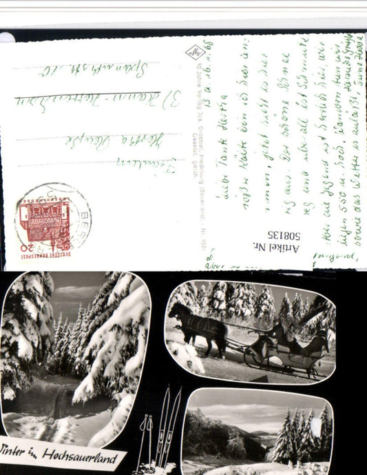508135,Winter im Hochsauerland b. Winterberg Pferdeschlitten Mehrbildkarte