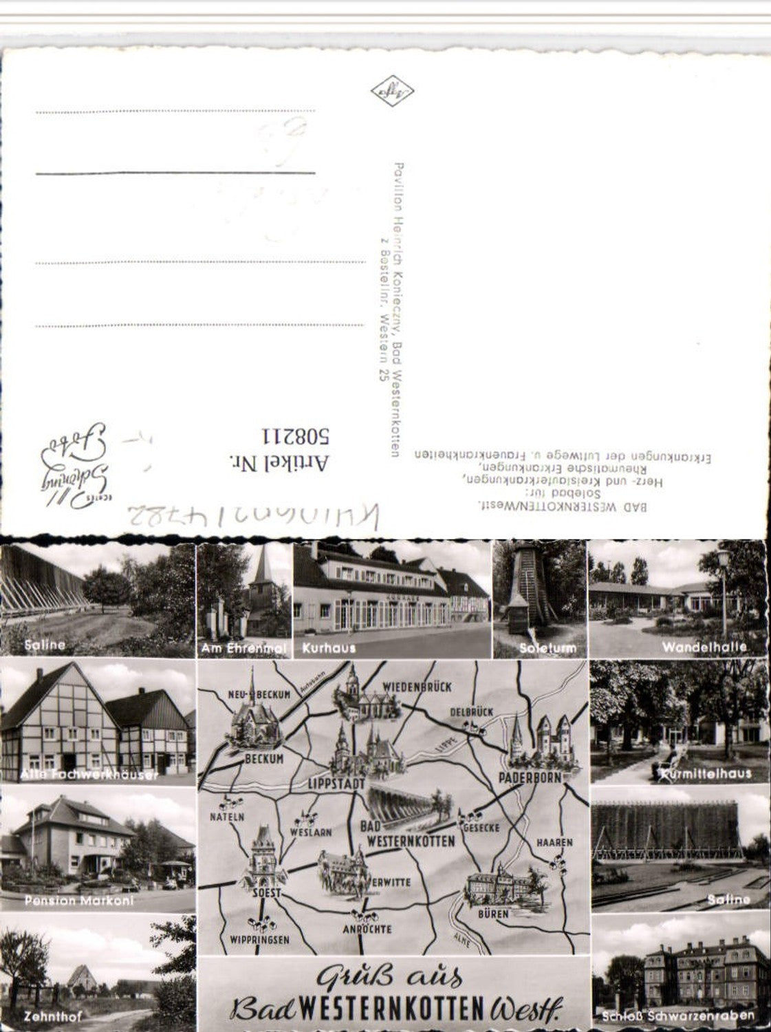 508211,Landkarten AK Bad Westernkotten b. Erwitte Kurhaus Saline Mehrbildkarte