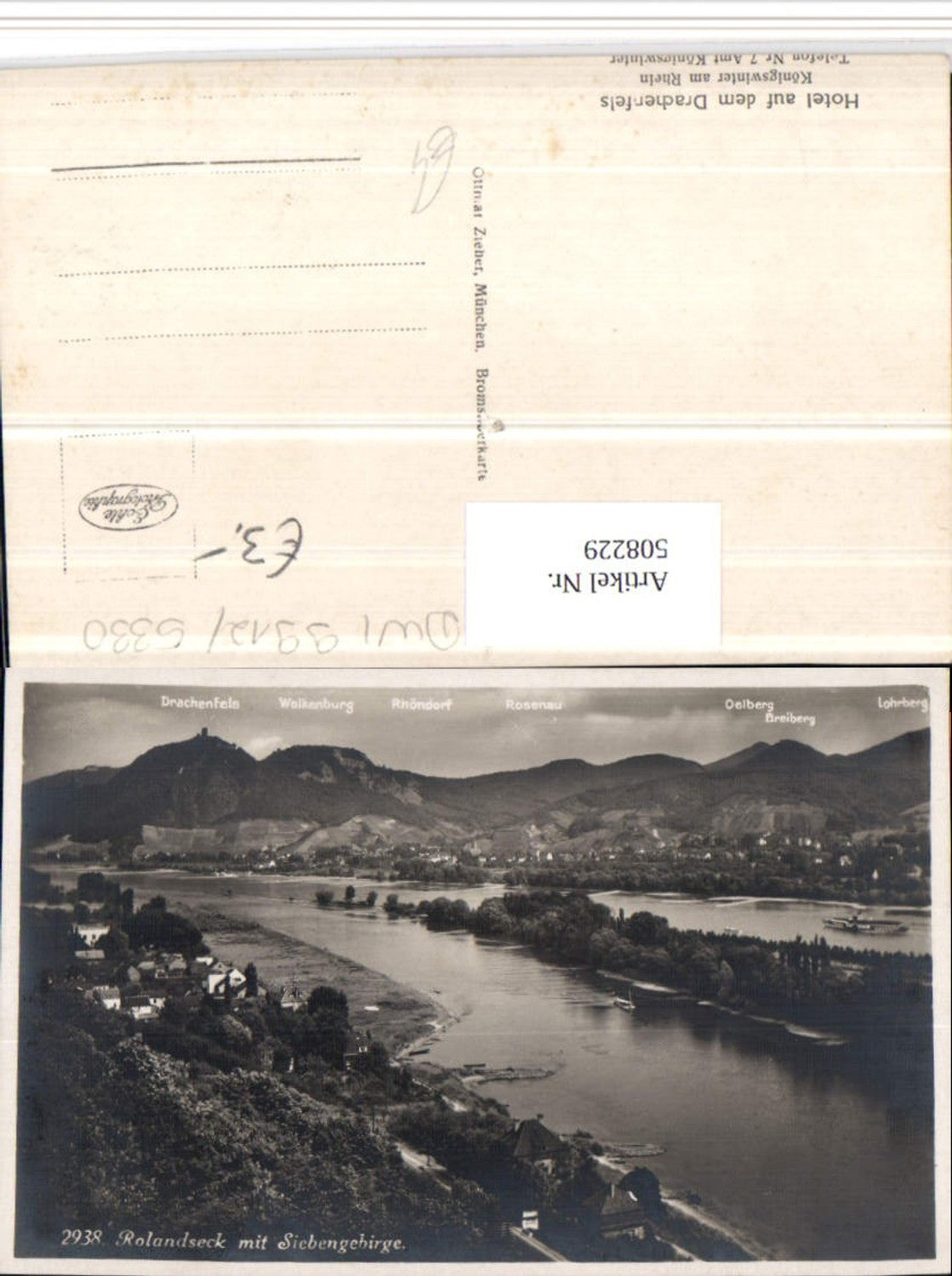 508229,Rolandseck b. Remagen m. Siebengebirge Drachenfels Oelberg