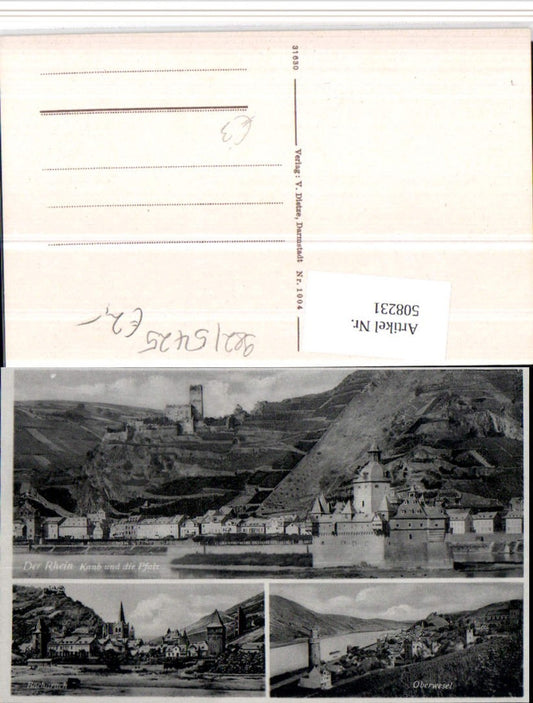 508231,Kaub am Rhein Bacharach Oberwesel Totale Burg Pfalz Mehrbildkarte