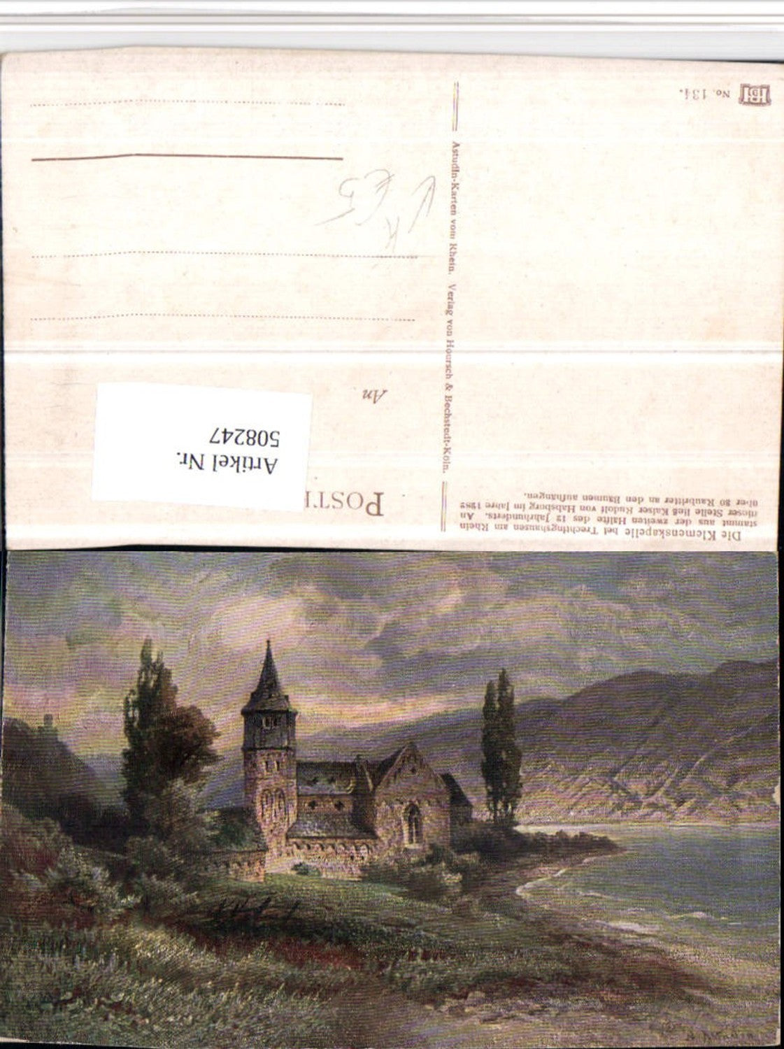 508247,Künstler AK Astudin Klemenskapelle Kapelle b. Trechtingshausen