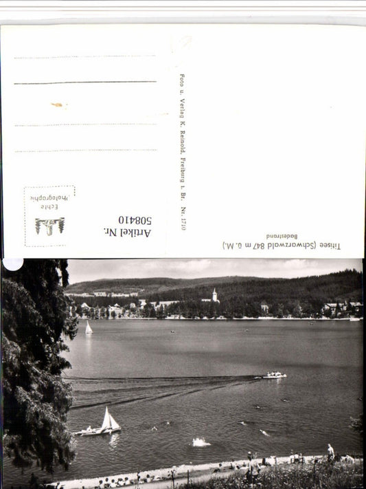 508410, Titisee in the Black Forest, bathing beach, sailboats