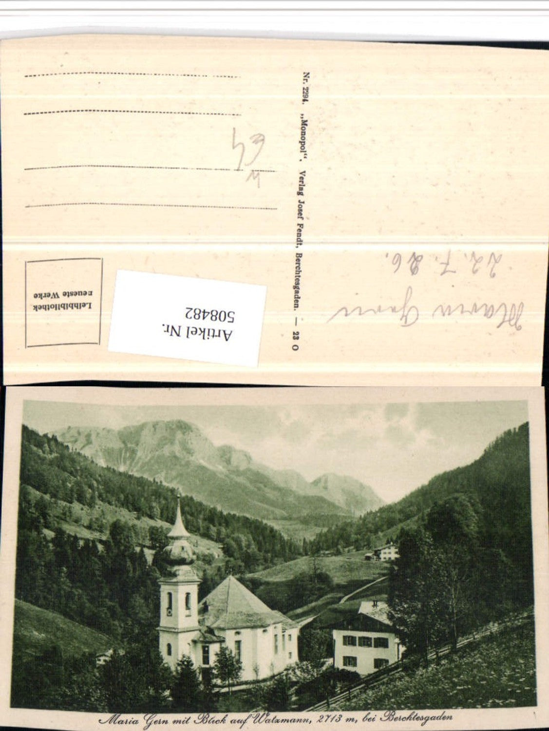508482,Maria Gern b. Berchtesgaden Kirche m. Watzmann Bergkulisse
