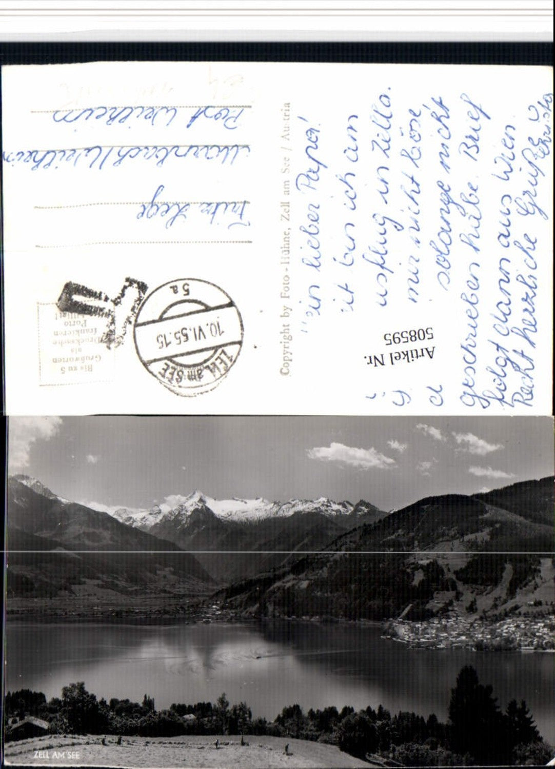 508595,Zell am See Totale Bergkulisse Nachgebühr Stempel