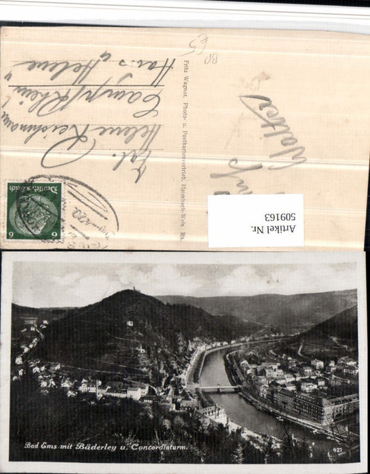 509163,Bad Ems Totale m. Bäderley u. Concordiaturm Banpost Zug 420 nach Koblenz