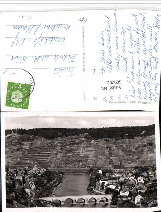 509202,Bingen am Rhein Nahemündung Teilansicht Brücken