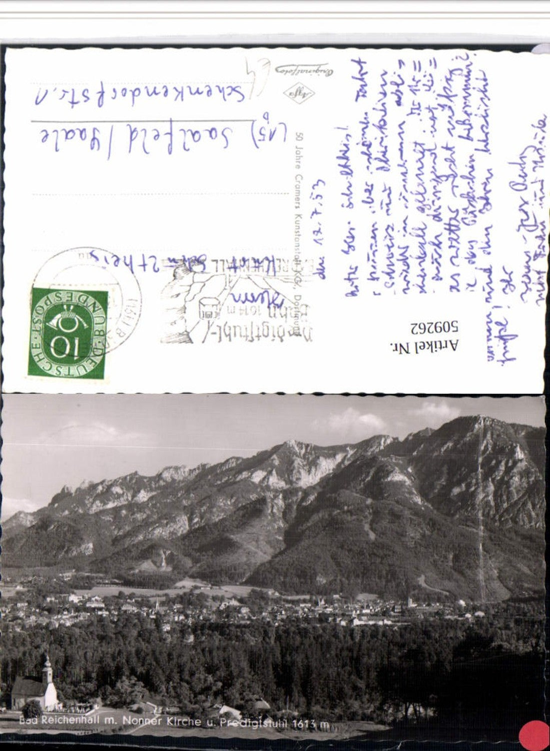 509262,Bad Reichenhall Totale m. Nonner Kirche geg. Predigtstuhl Bergkulisse