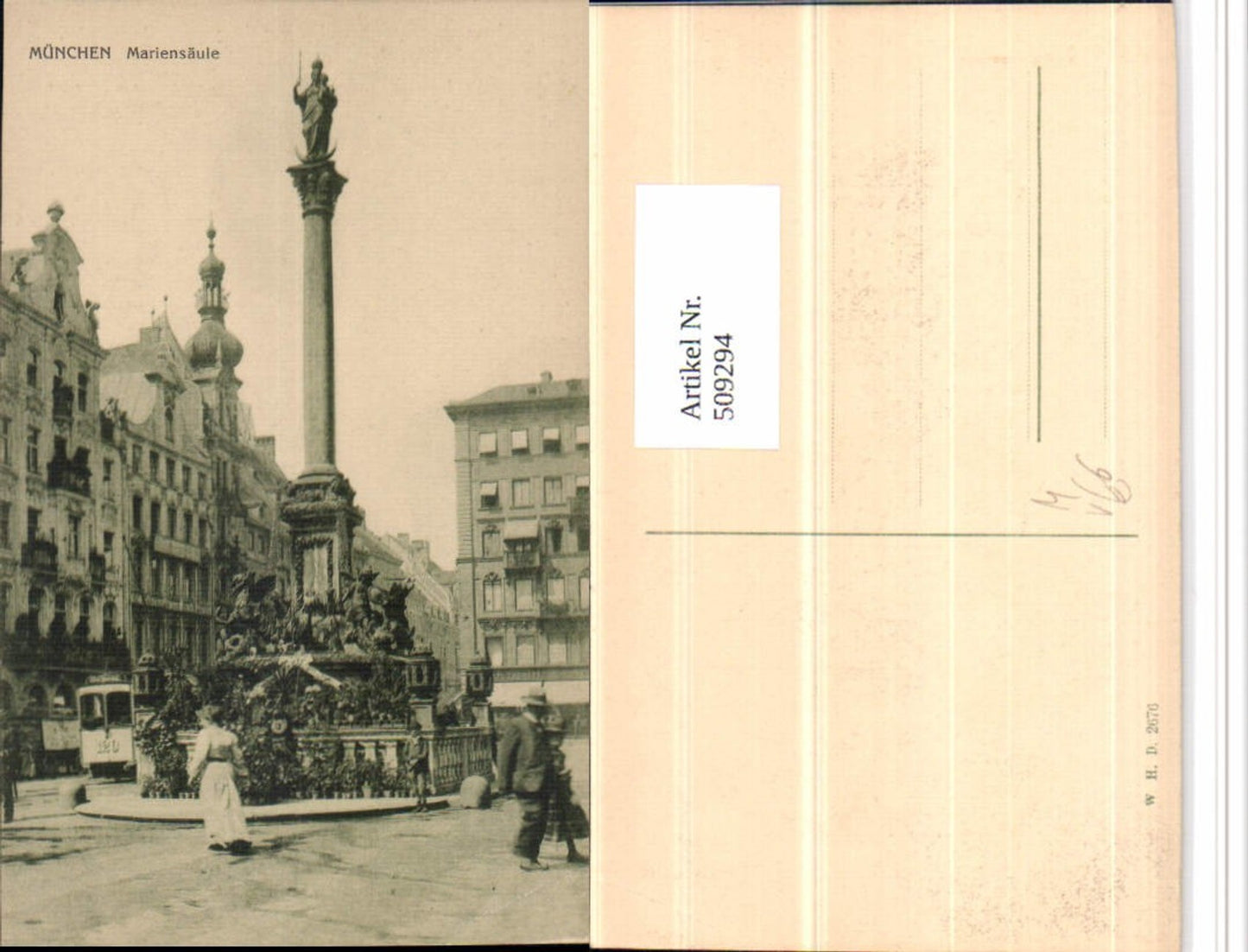 509294,München Mariensäule Säule Straßenbahn Nr. 120 pub W.H.D. 2676
