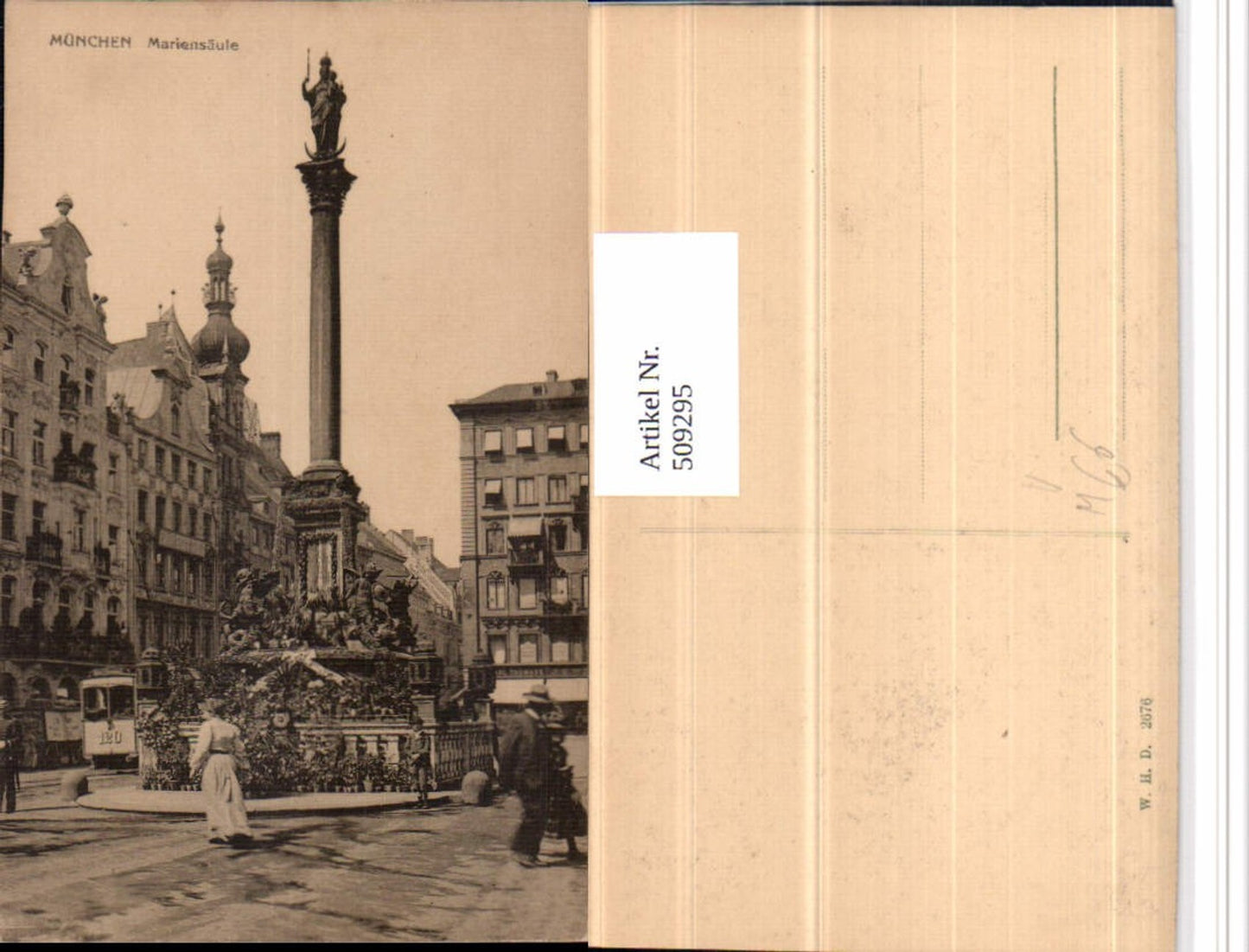 509295,München Mariensäule Säule Straßenbahn Nr. 120 pub W.H.D. 2676