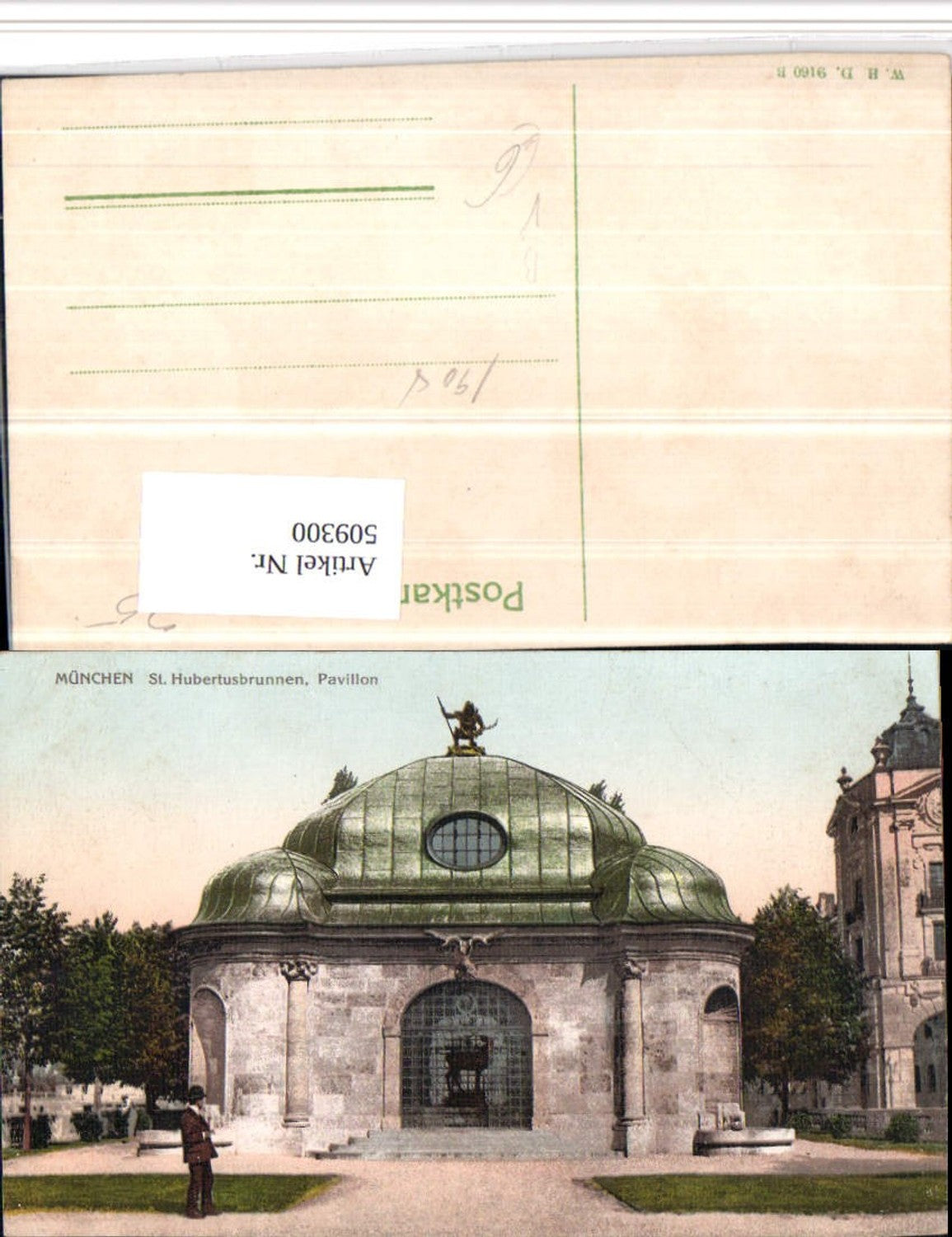 509300,München St. Hubertusbrunnen Pavillon pub W.H.D. 9160B