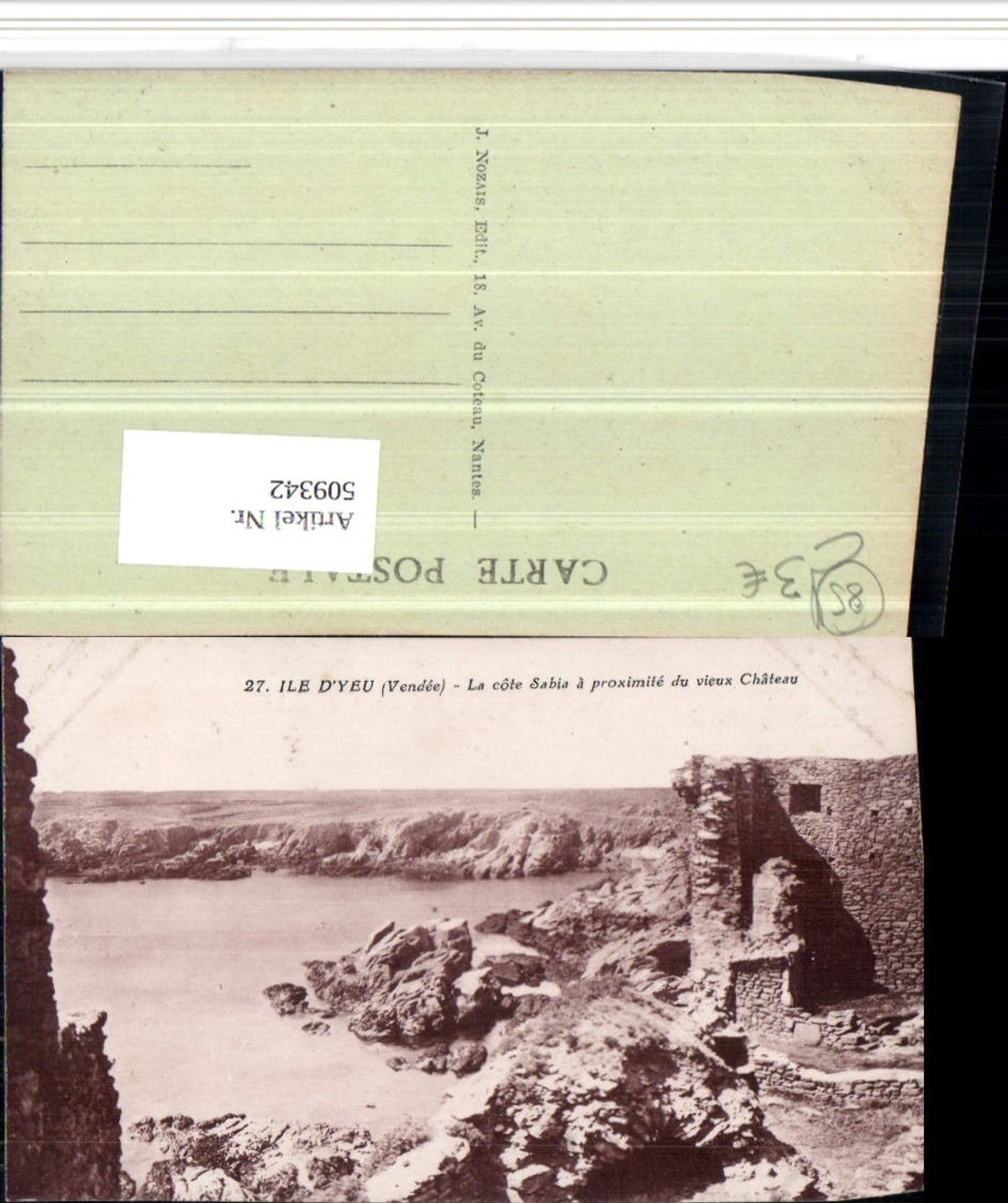 509342,Pays de la Loire Vendee Ile d'Yeu La cote Sabia Küste Ruine
