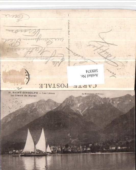 509374,Rhone-Alpes Haute-Savoie Saint-Gingolph Segelboot Bergkulisse