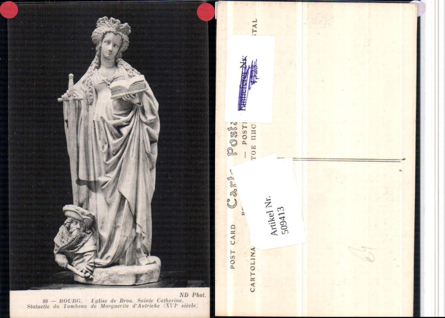 509413,Bourg Eglise de Brou Sainte Catherine Tombeau Marguerite Autriche Statue