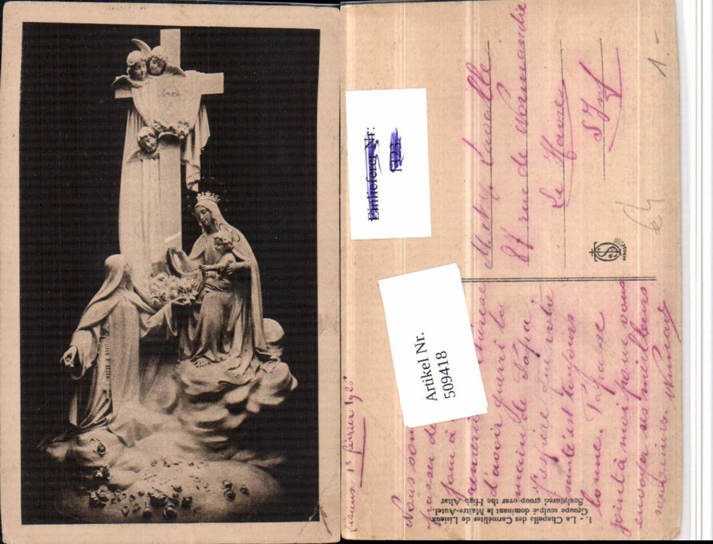 509418,Lisieux La Chapelle des Carmelites Chapel Statue Cross