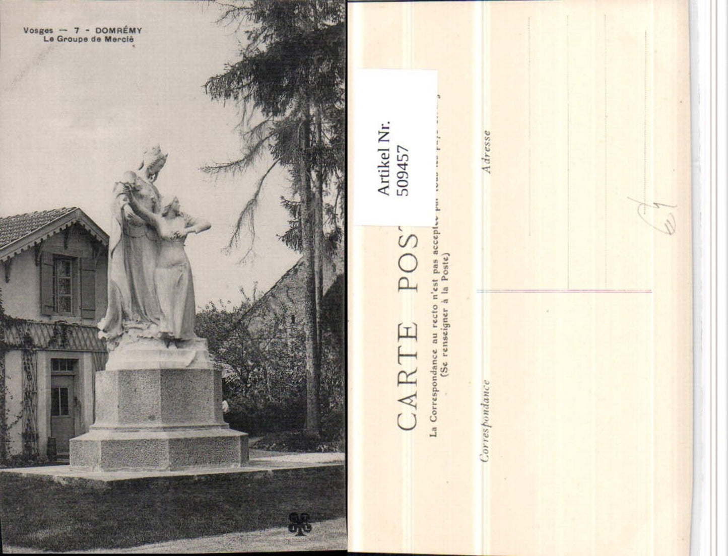 509457,Vosges Domremy Le Groupe de Mercie Statue
