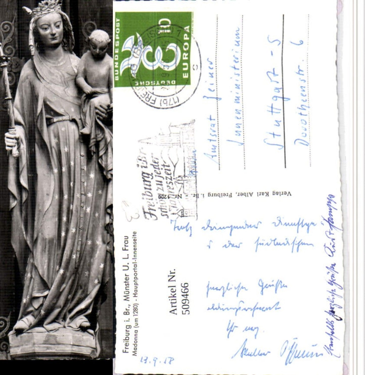 509466,Freiburg im Breisgau Münster Madonna Statue