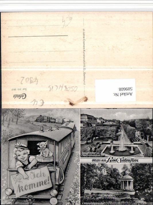 509608,Bad Salzuflen Leopoldsprudel Hauptallee Zug Lok Mehrbildkarte