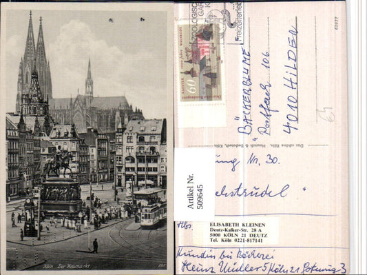 509645,Köln am Rhein Heumarkt Denkmal Straßenbahn m. Dom Kirche